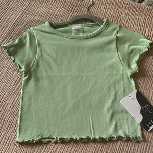 Green Ribbed Short Sleeve Top NWT